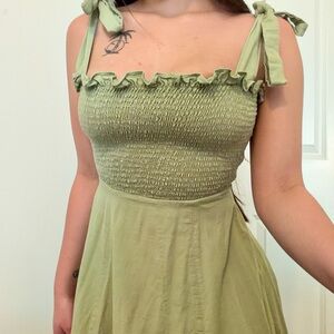 House of CB Olive Green Smocked Carmella Dress Dress size S